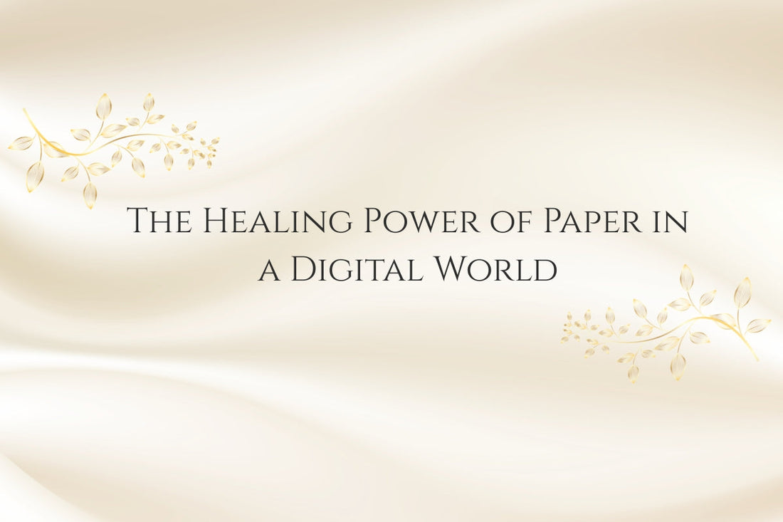 A peaceful journaling scene representing the healing power of paper and slow living
