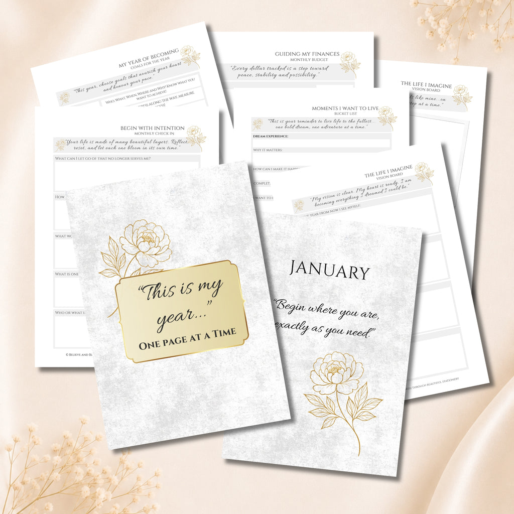 The Essential Planner | Printable Planner | Gold Peony Collection