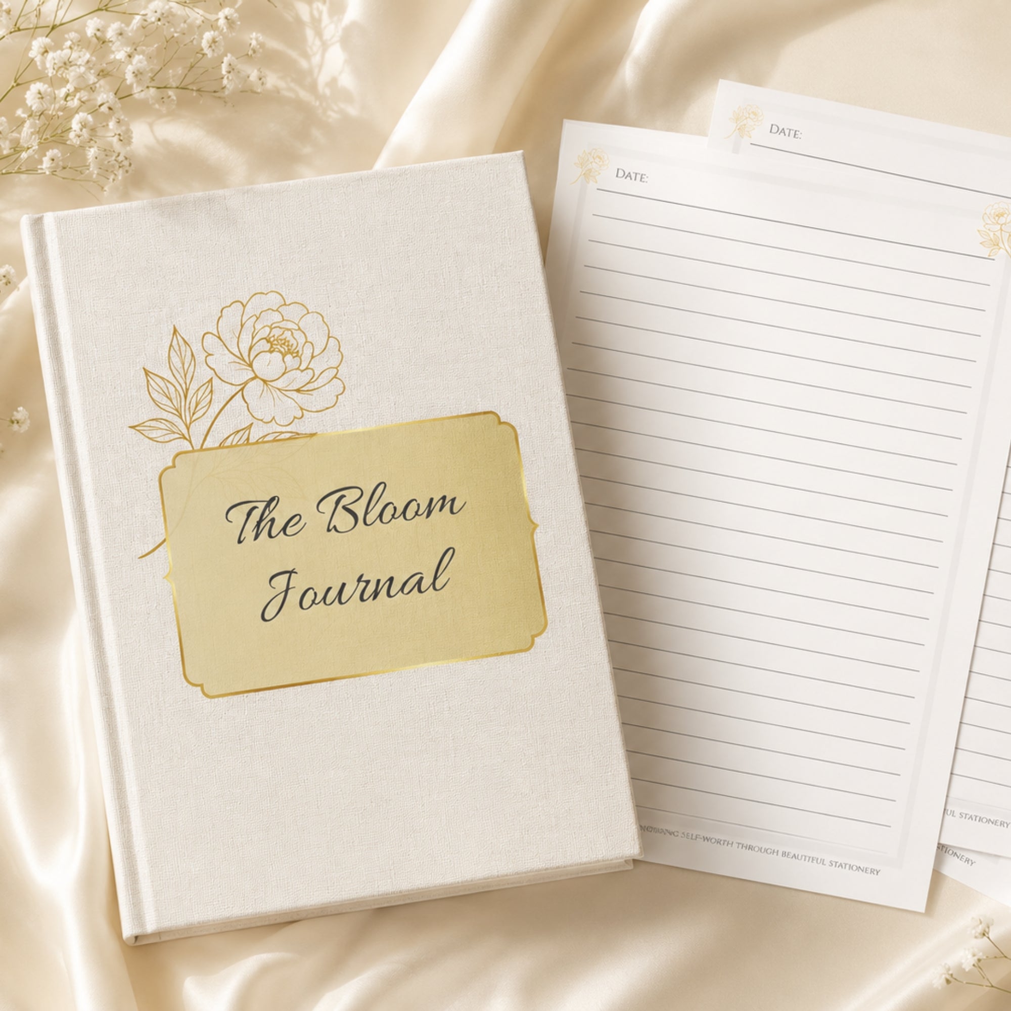 The Bloom Journal | Printable Lined Journal | Gold Peony Collection