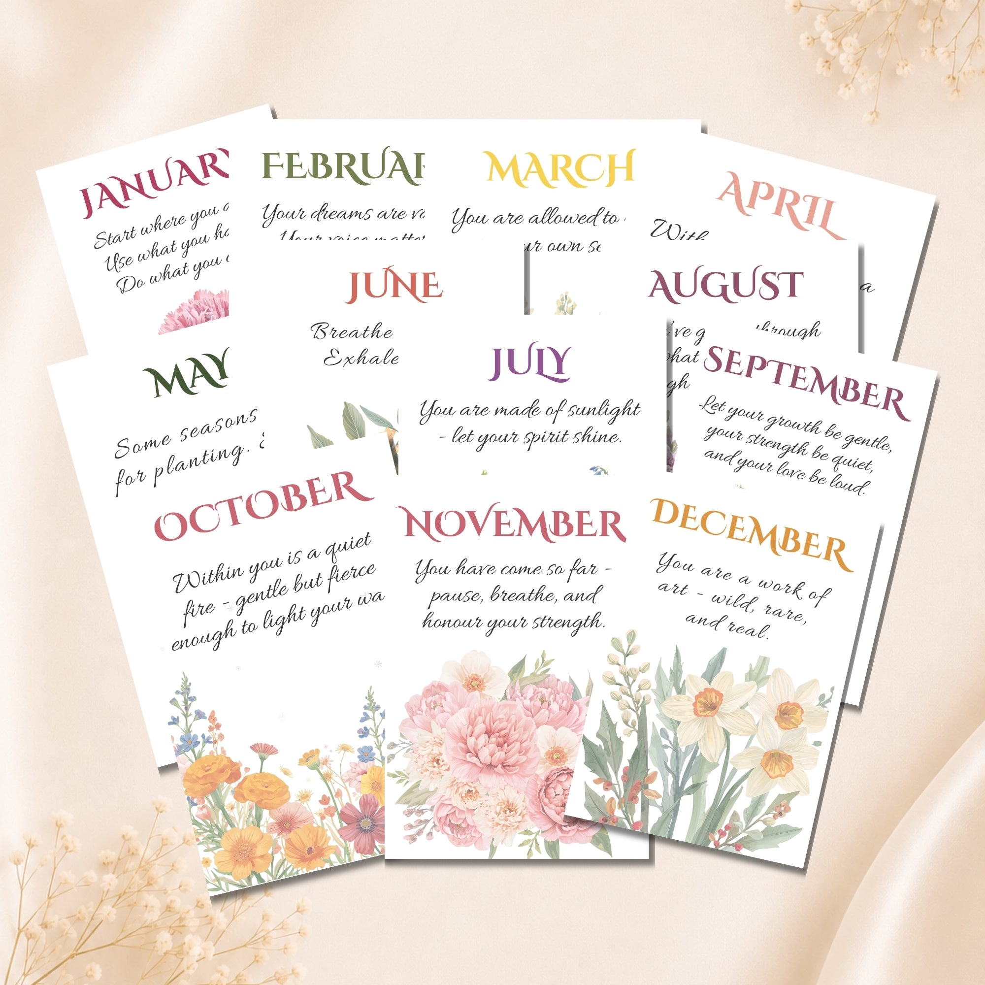 Birth Flower Monthly Dashboard | Planner Page Bundle