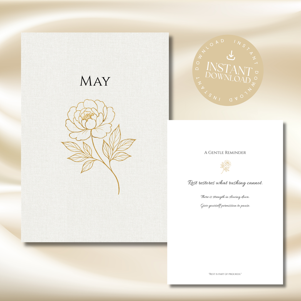 Gold Peony May Planner – Monthly Printable PDF