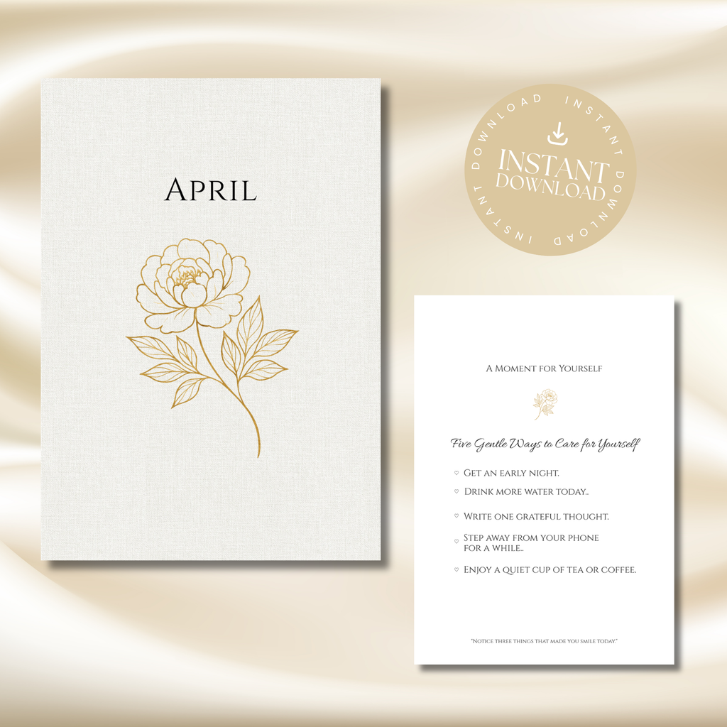 Gold Peony April Planner – Monthly Printable PDF