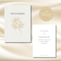 Gold Peony November Planner Monthly Printable PDF