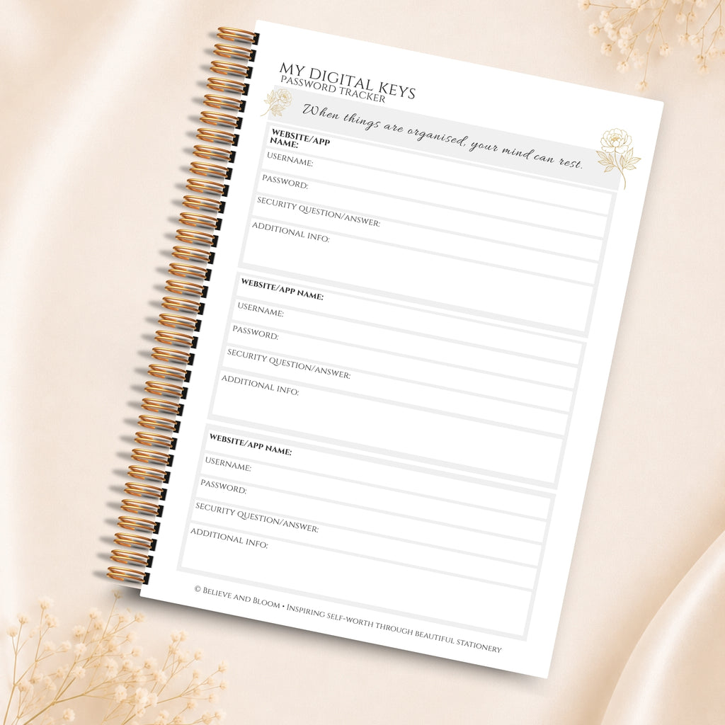 Life Admin Printable Planner Page Bundle | Gold Peony Collection