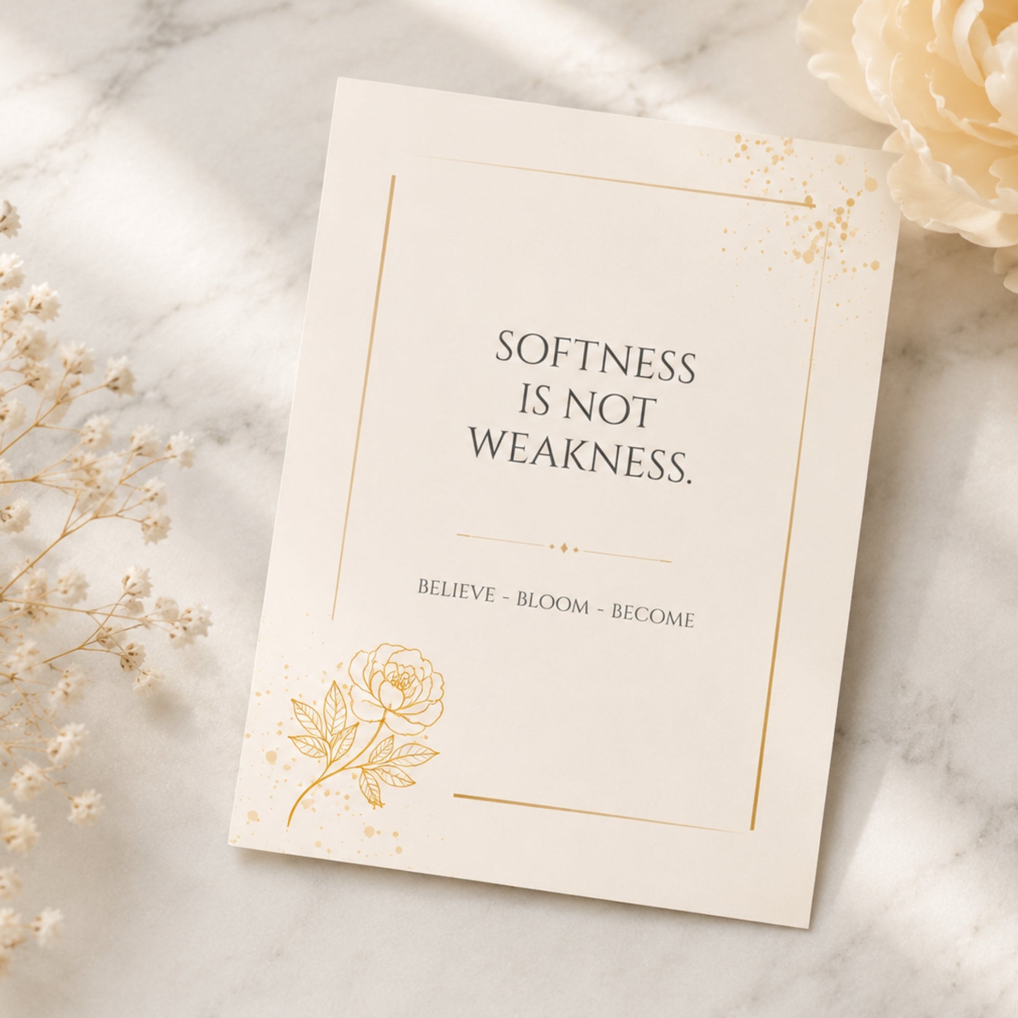 Gold Peony Affirmation Cards | Printable Card Set