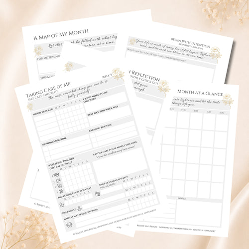 Gold Peony April Planner Journal – Monthly Printable PDF