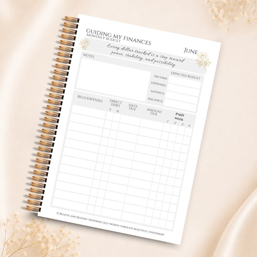 Finance Planner Printable Page Bundle | Gold Peony Collection