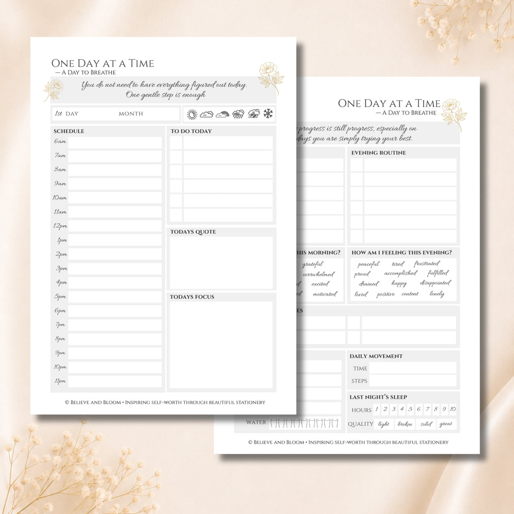 Gold Peony Day by Day | Daily Planner & Self-Care Bundle