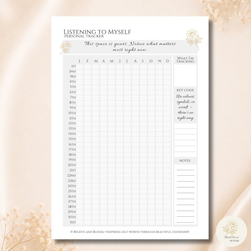 Self Care Printable Planner Page Bundle | Gold Peony Collection