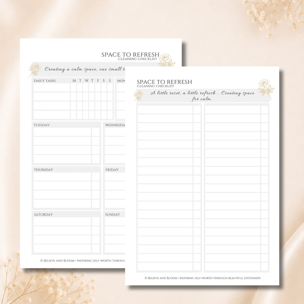 Life Admin Printable Planner Page Bundle | Gold Peony Collection