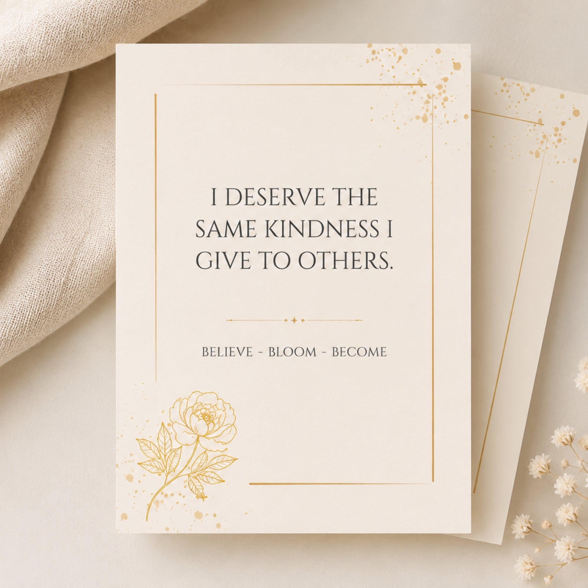 Gold Peony Affirmation Cards | Printable Card Set