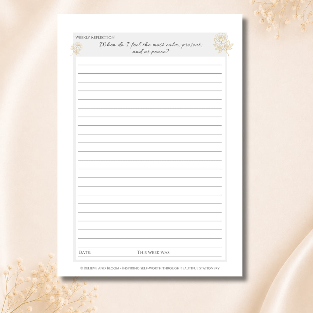 The Bloom Reflection Journal | Prompted Journal | Gold Peony Collection