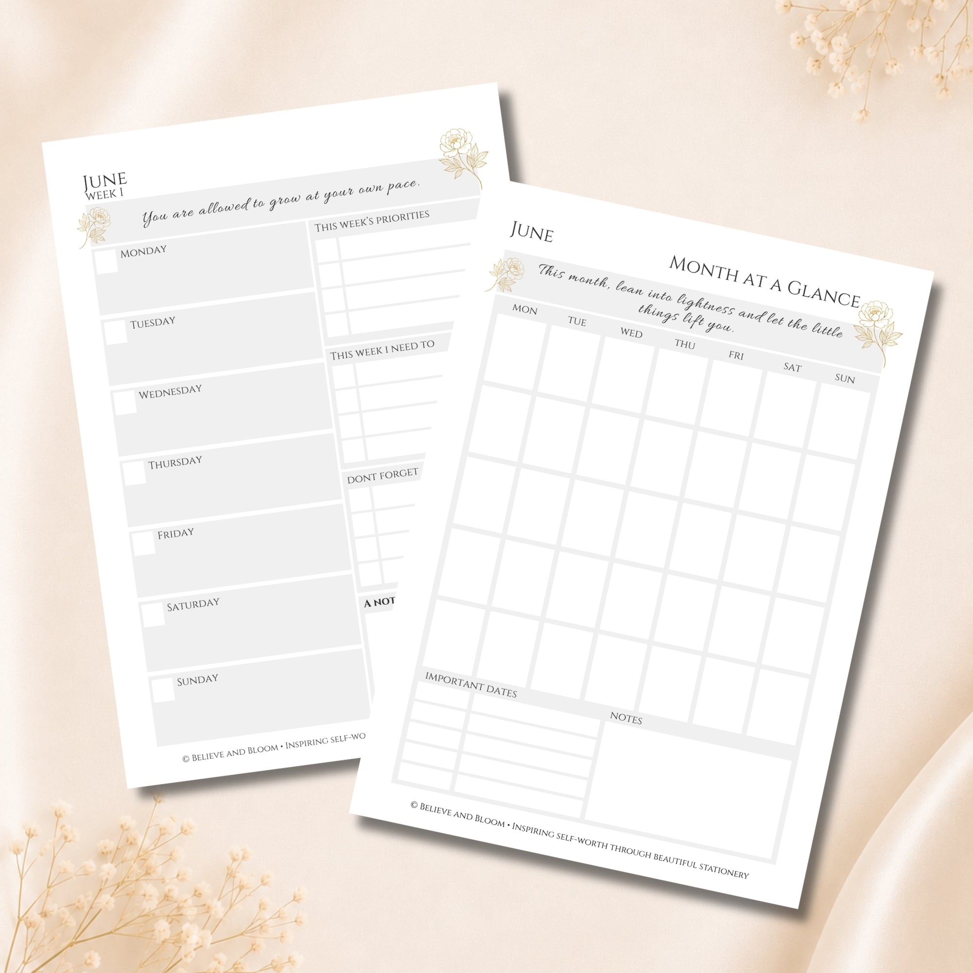The Deluxe Signature Printable | Printable Planner | Gold Peony Collection