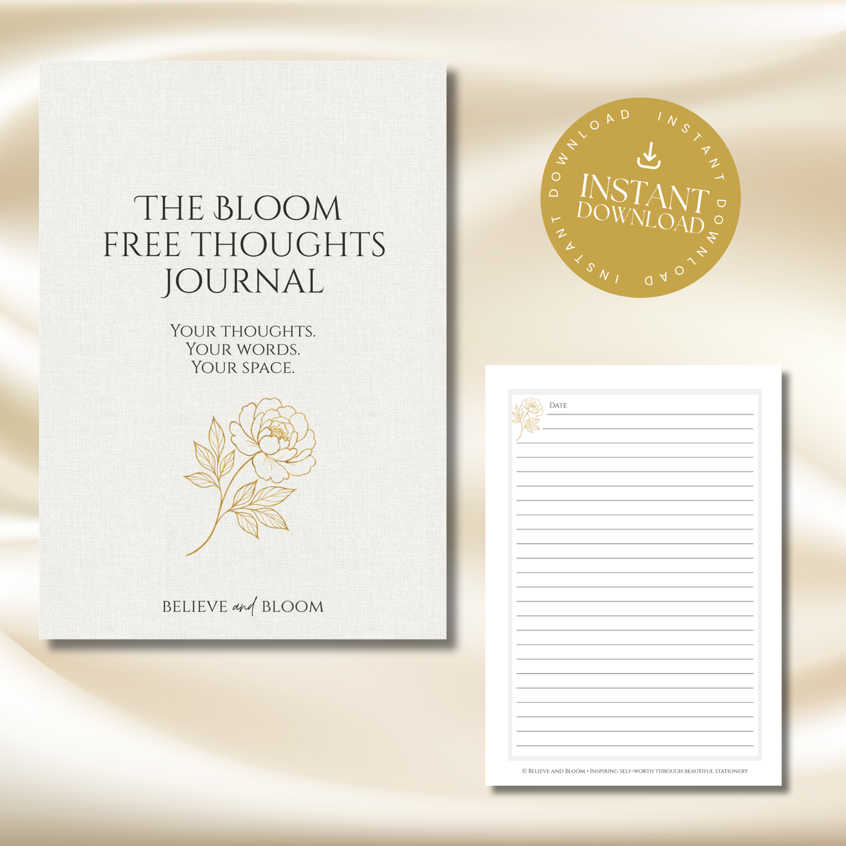 The Bloom Free Thoughts Journal | Printable Lined Journal