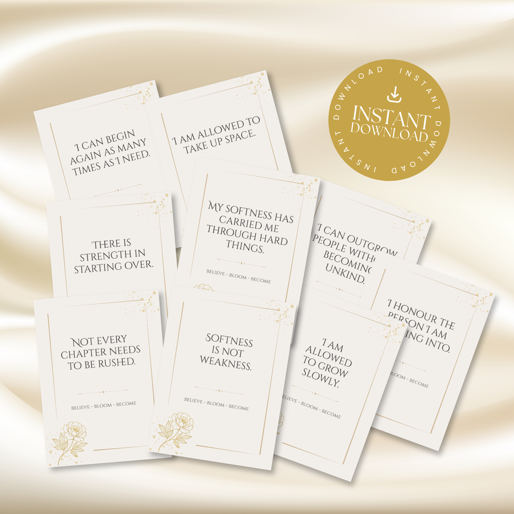 Gold Peony Affirmation Cards | Printable Card Set