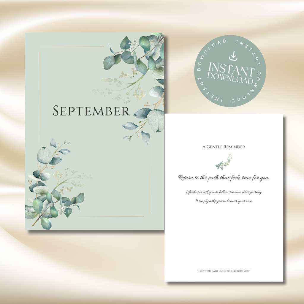 September Eucalyptus printable planner cover
