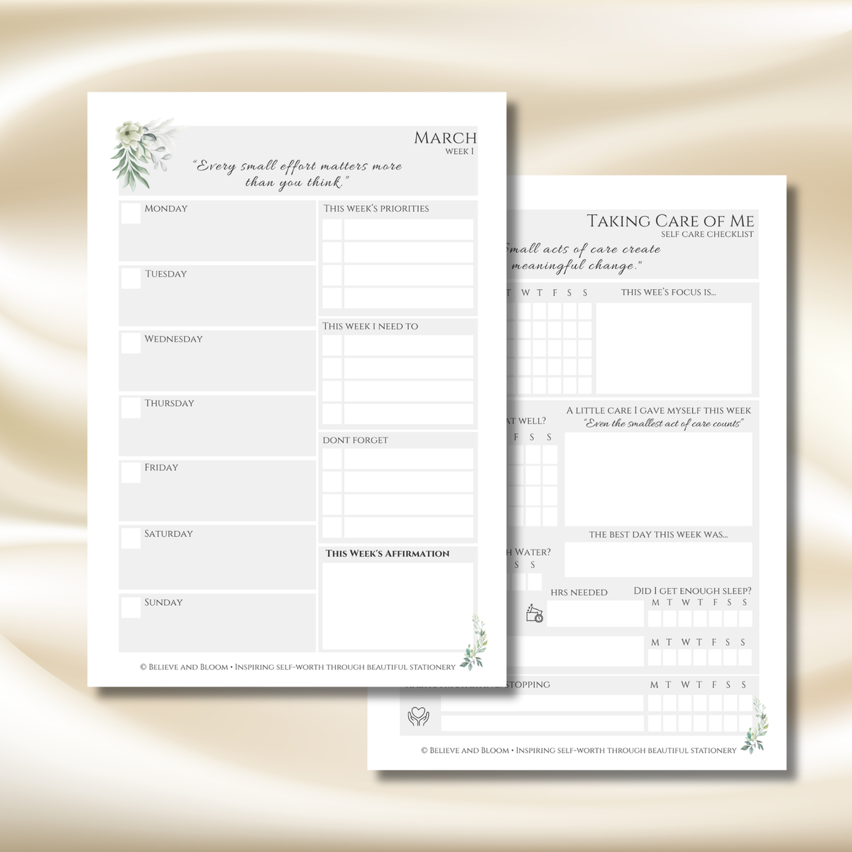 March Eucalyptus Planner | Printable Monthly Planner