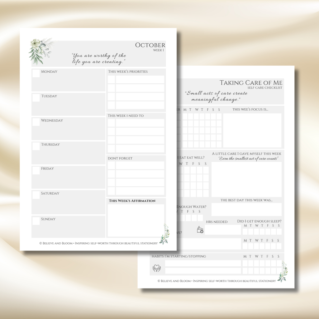 October Eucalyptus Planner | Printable Monthly Planner