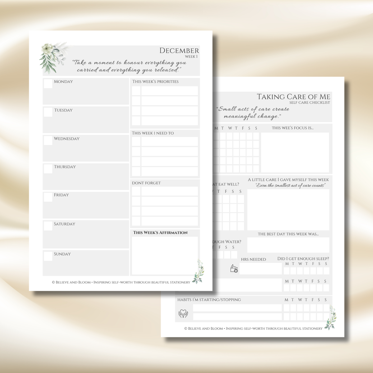 December Eucalyptus Planner | Printable Monthly Planner