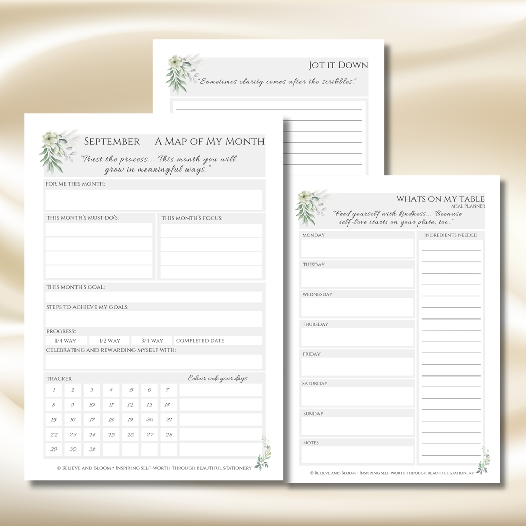 September Eucalyptus printable planner pages