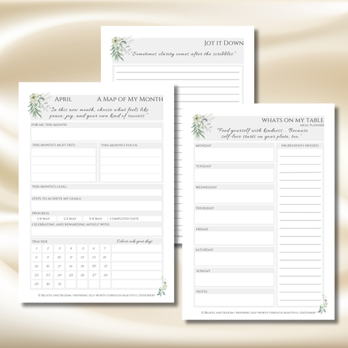 April Eucalyptus Planner | Printable Monthly Planner