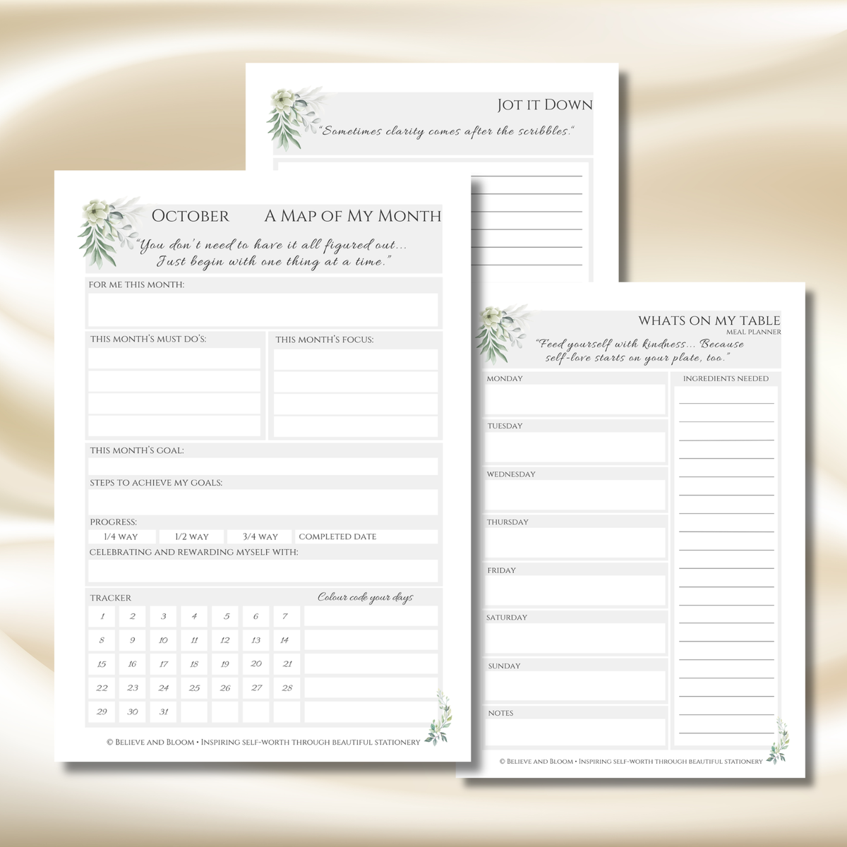 October Eucalyptus Planner | Printable Monthly Planner