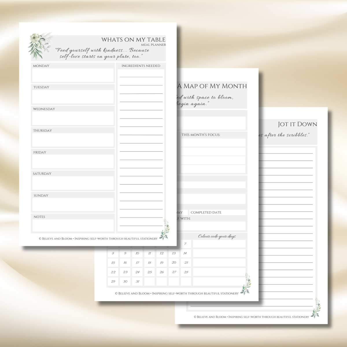 March Eucalyptus Planner | Printable Monthly Planner