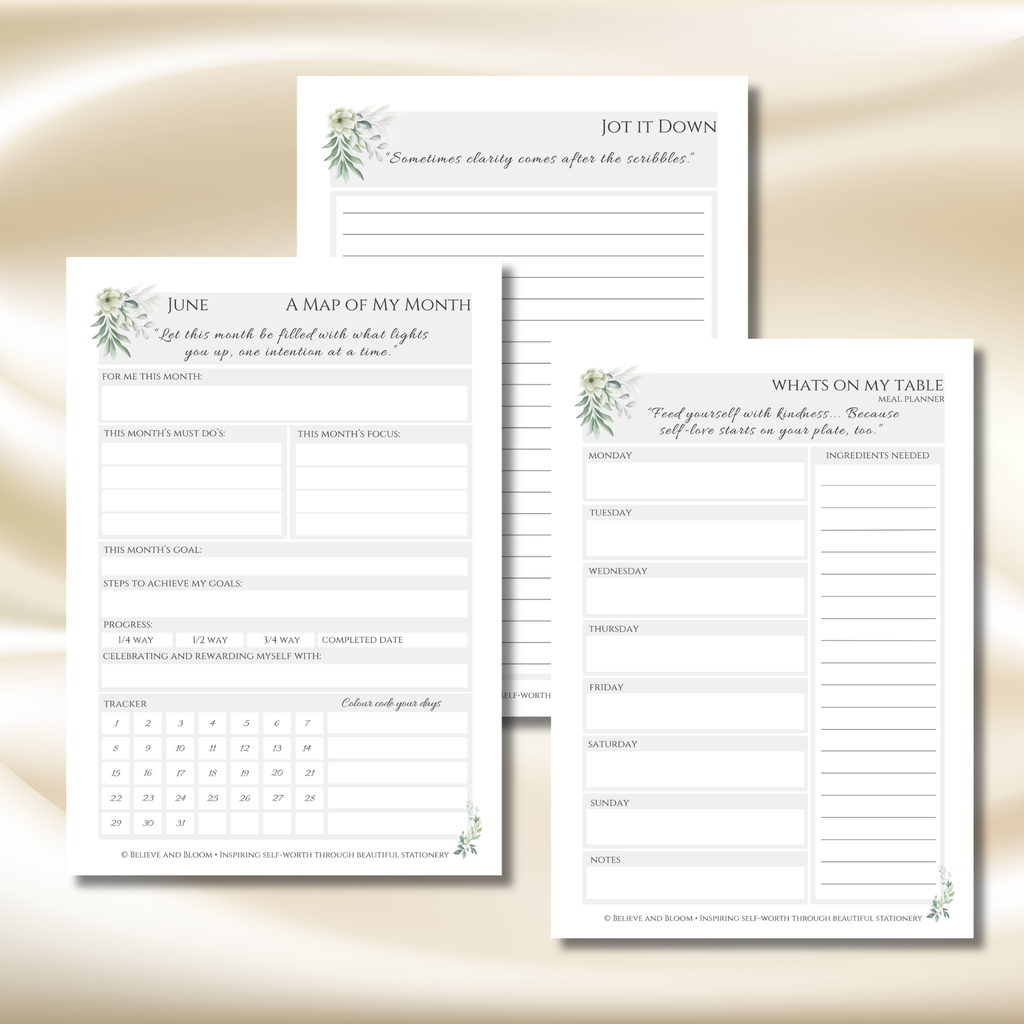 June Eucalyptus Planner | Printable Monthly Planner