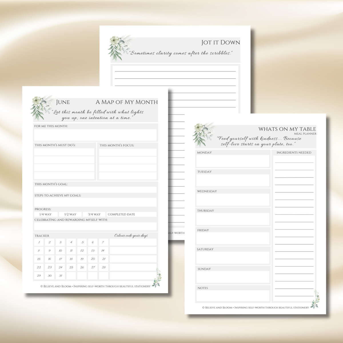 June Eucalyptus Planner | Printable Monthly Planner