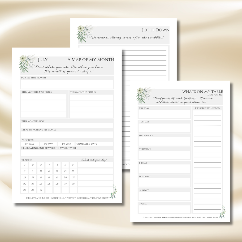 July Eucalyptus Planner | Printable Monthly Planner