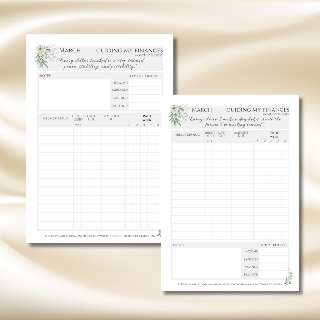 March Eucalyptus Planner | Printable Monthly Planner