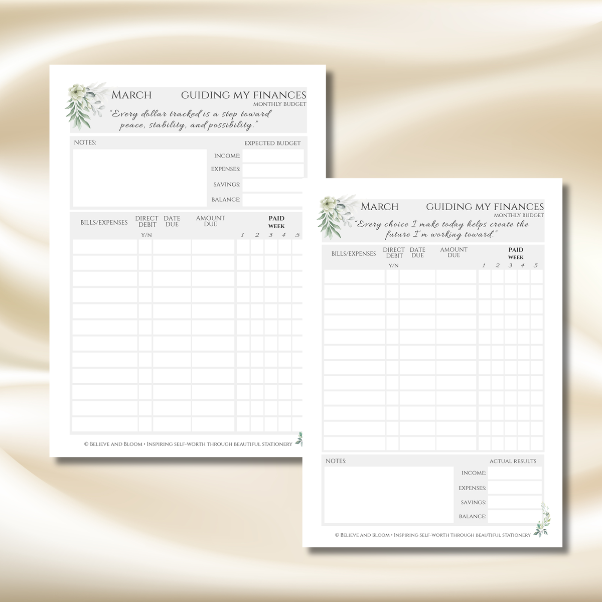 March Eucalyptus Planner | Printable Monthly Planner