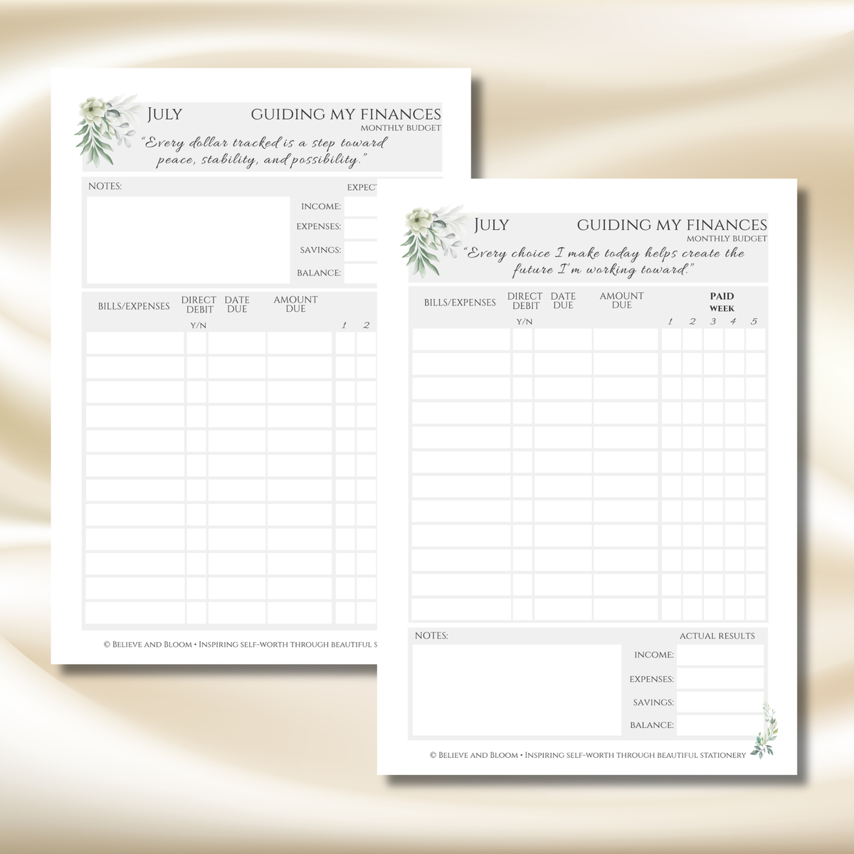 July Eucalyptus Planner | Printable Monthly Planner