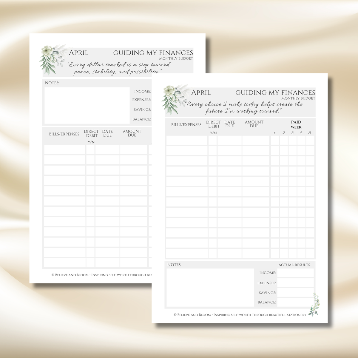 April Eucalyptus Planner | Printable Monthly Planner