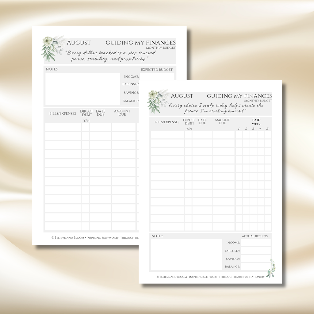 August Eucalyptus Planner | Printable Monthly Planner