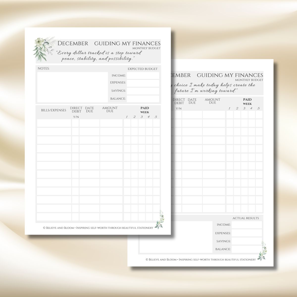 December Eucalyptus Planner | Printable Monthly Planner