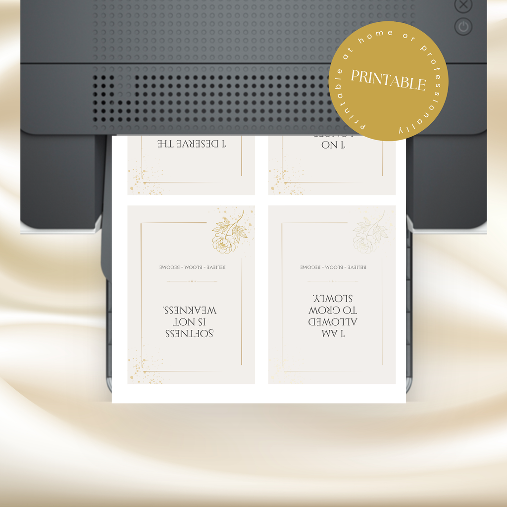 Gold Peony Affirmation Cards | Printable Card Set